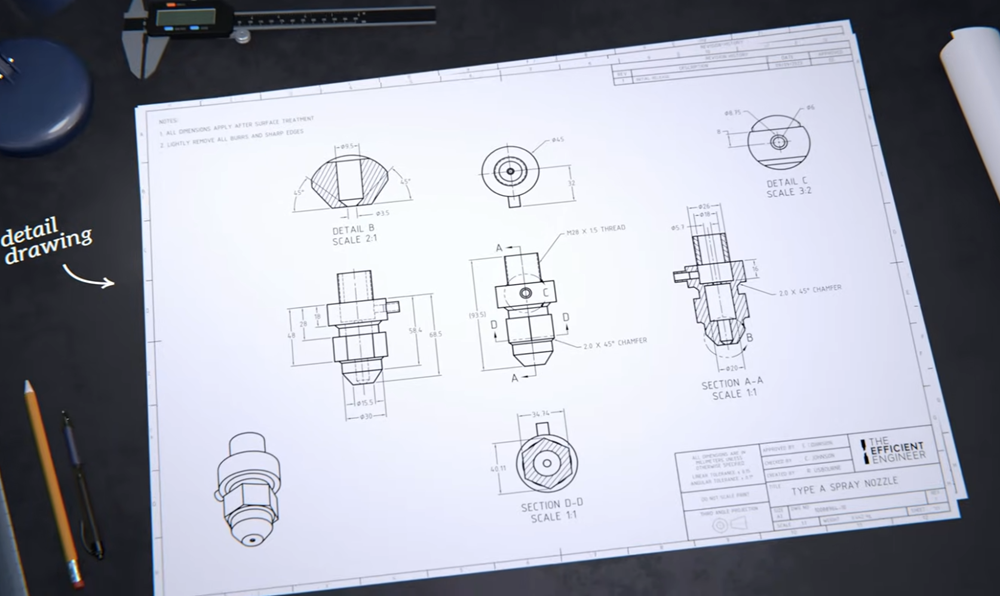 Engineering Drawing Abbreviations & Symbols | CSK, DRG, ASSY, A/F, SK, SQ Meaning in Technical Drawing